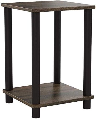 Furinno Turn-N-Tube Engineered Wood End Table in Walnut/Brown (Set of 2)