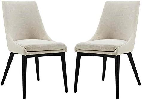 Modway Set of 2 Viscount Dining Side Chair Fabric Beige: Upholstered Polyester, Wood Frame, Armless Design