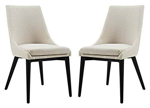 Modway Set of 2 Viscount Dining Side Chair Fabric Beige: Upholstered Polyester, Wood Frame, Armless Design