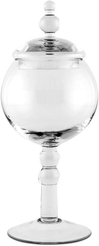 Weddingstar Large Glass Apothecary Candy Jar - Footed Globe Bowl with Lid