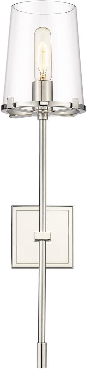 Callista 26" Polished Nickel Wall Sconce with Clear Glass Shade