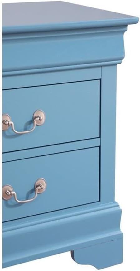 Glory Furniture Louis Phillipe 2 Drawer Nightstand in Teal