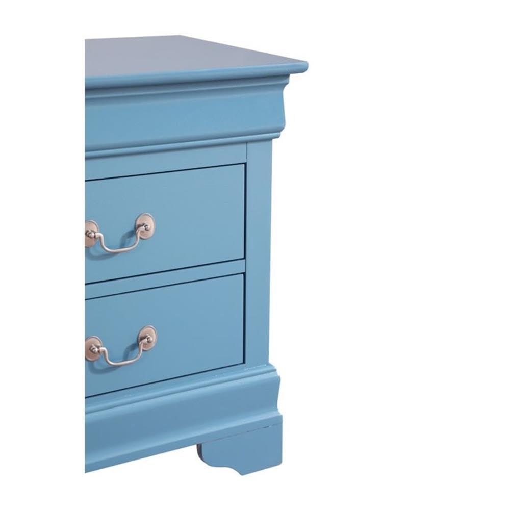 Glory Furniture Louis Phillipe 2 Drawer Nightstand in Teal