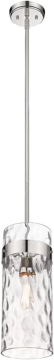 Fontaine Transitional 15" Polished Nickel Pendant with Rippled Glass Shade