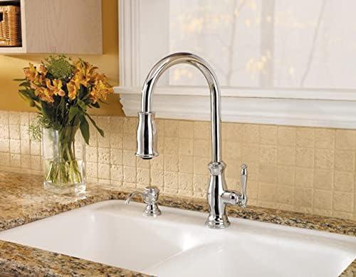 Mystique Pull Out Single Handle Kitchen Faucet with Soap Dispenser