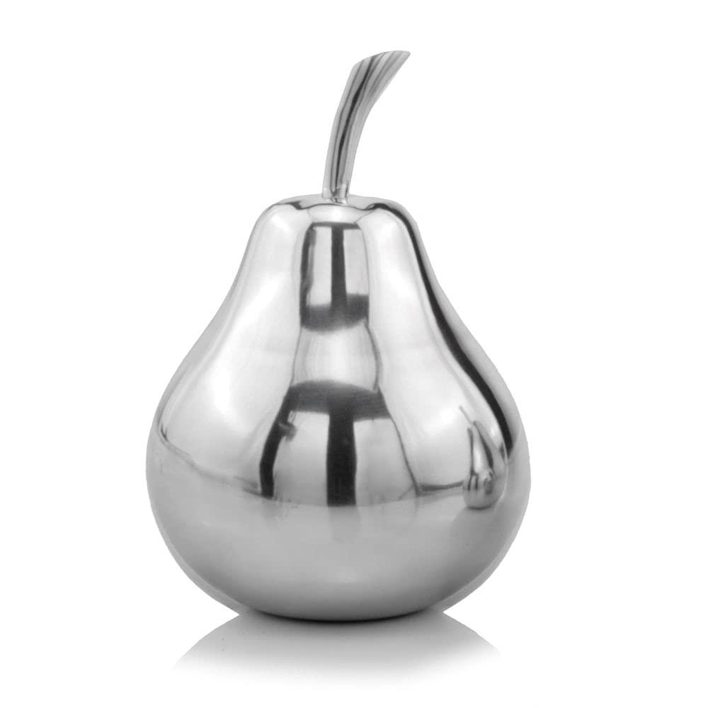 Modern Day Accents Peral Polished Pear, Silver, Fruit, Tabletop, Transitional, Sculpture, Accents, Décor, Desk, Aluminum, 6" L x 6" W x 11" H