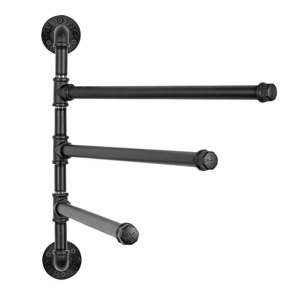 HEMOTON Industrial Pipe 3-Bar Towel Rack Heavy Duty Swivel Towel Rack for Bathroom