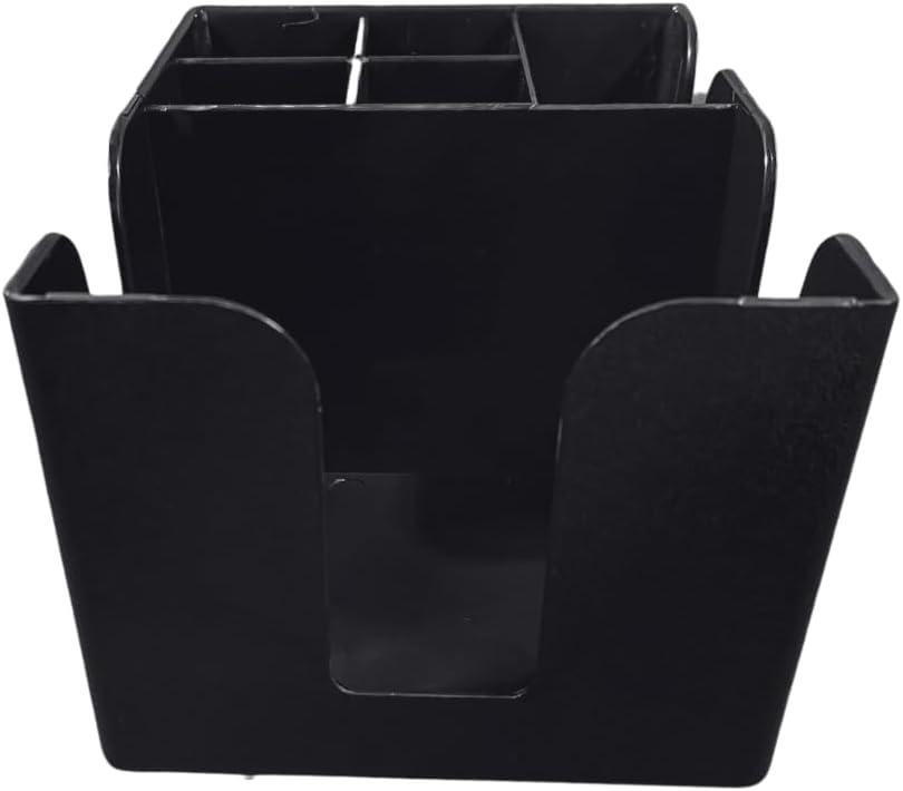 Black Plastic 6-Compartment Bar Caddy Organizer