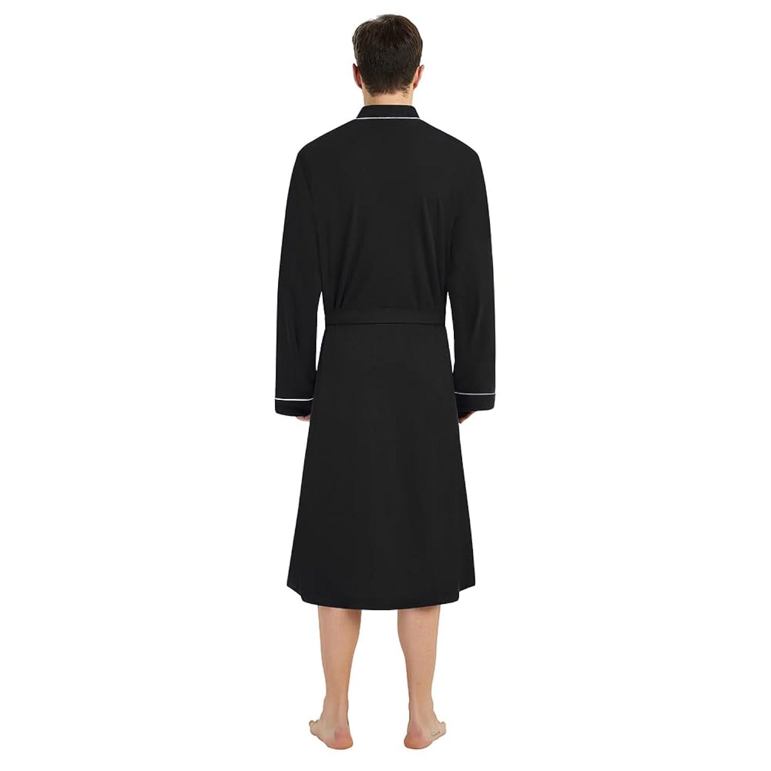 Black 2XL/3XL Cotton Blend Kimono Bathrobe