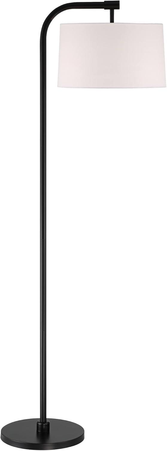 360 Lighting Serra Modern Art Deco 64" Tall Standing Floor Lamp Curved Chairside Arc Offset Arm Foot Switch Black Metal Living Room Bedroom House
