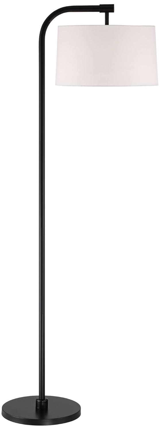 360 Lighting Serra Modern Art Deco 64" Tall Standing Floor Lamp Curved Chairside Arc Offset Arm Foot Switch Black Metal Living Room Bedroom House