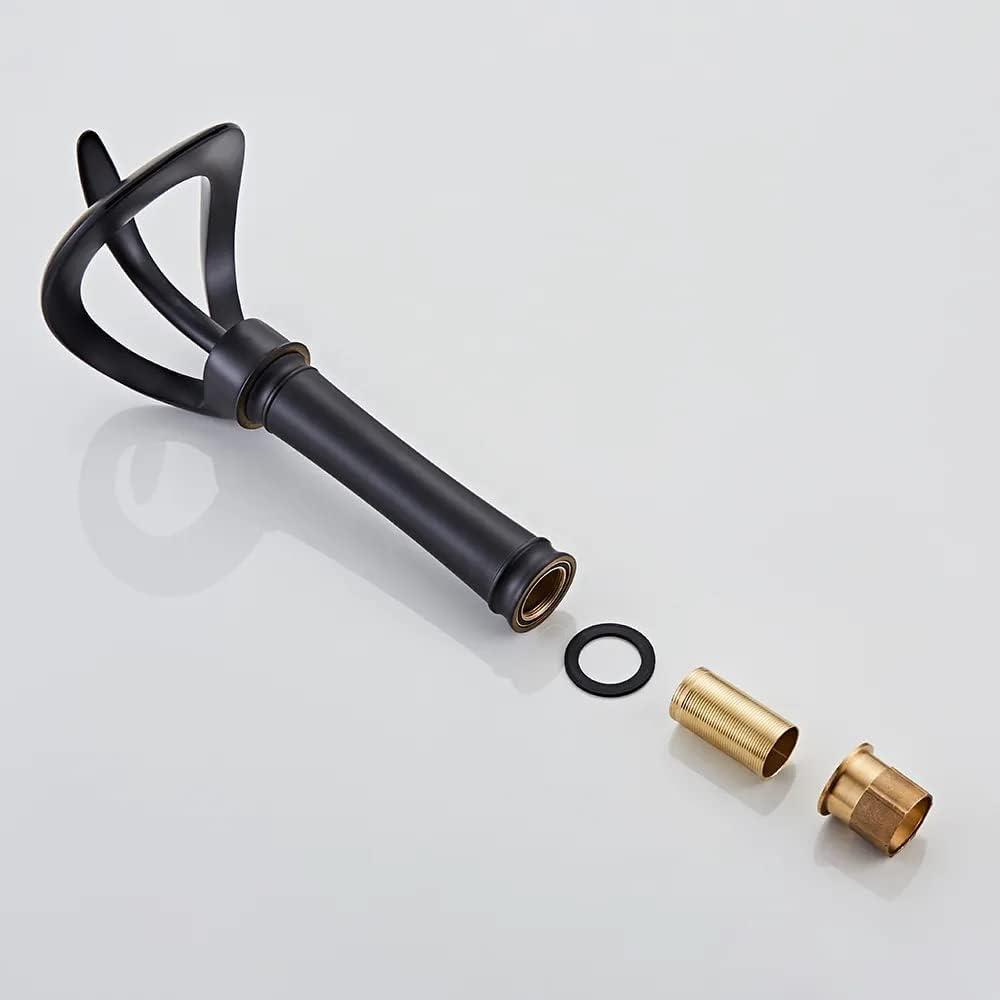 Tall Black Brass Waterfall Single Handle Bathroom Faucet