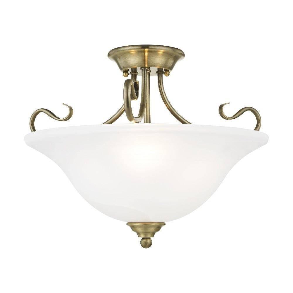 Livex Lighting Coronado 3 - Light Semi-Flush Mount in  Antique Brass