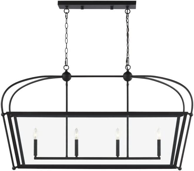 Charleston Midnight Black Glass 7-Light Linear Pendant