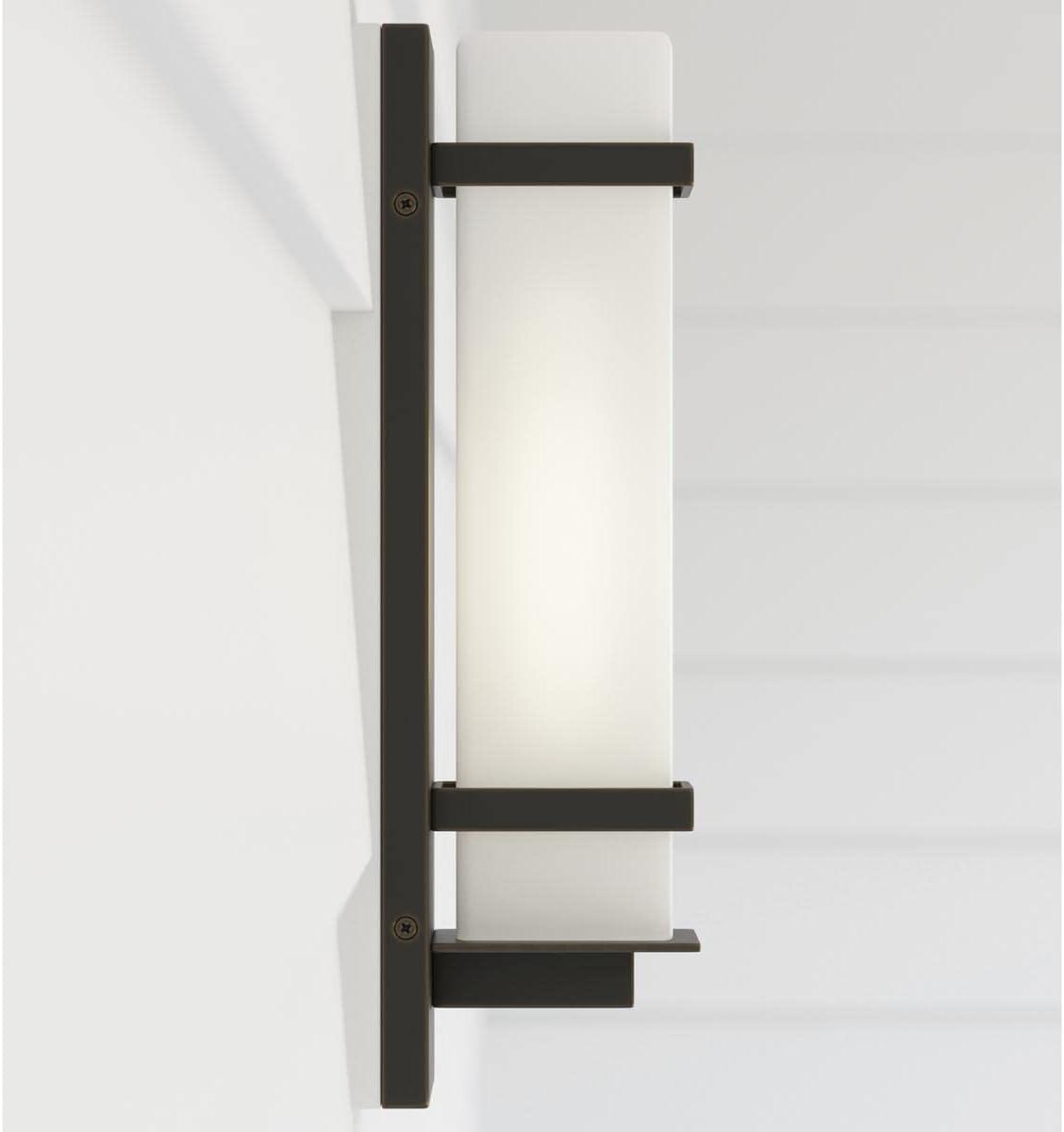 Antique Bronze 14" Etched Opal Glass Outdoor Wall Sconce