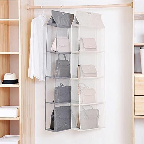 Gray Polyester Pull Down Hanging Closet Caddy