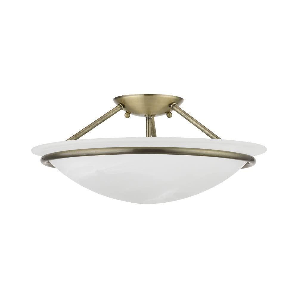 Livex Lighting Newburgh 3 - Light Semi-Flush Mount in Antique Brass