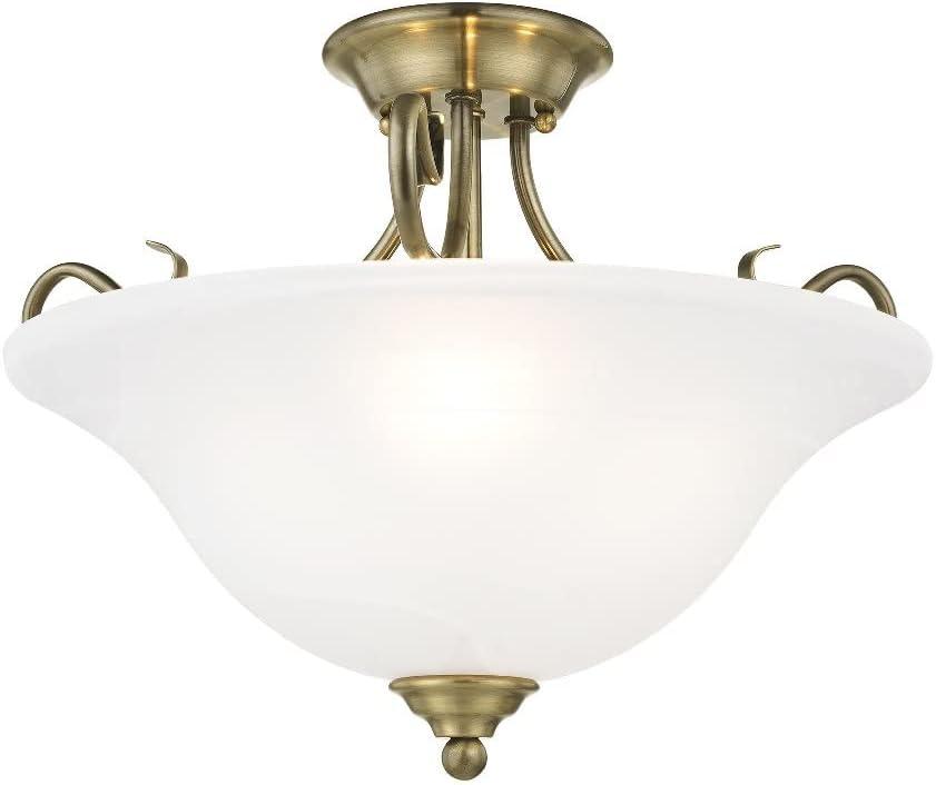 Livex Lighting Coronado 3 - Light Semi-Flush Mount in  Antique Brass