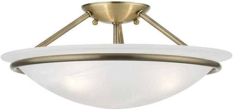Livex Lighting Newburgh 3 - Light Semi-Flush Mount in Antique Brass