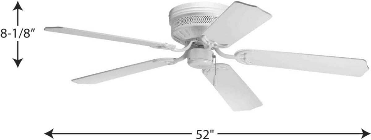 Progress Lighting Hugger 52 Hugger 52" 5 Blade Flush Mount Indoor Ceiling Fan - Nickel