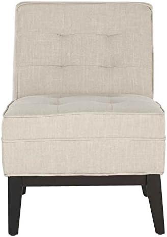 Angel Tufted Armless Club Chair - Beige - Safavieh