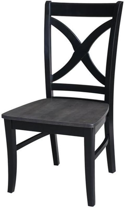 Black High Cross Back Solid Wood Dining Chair