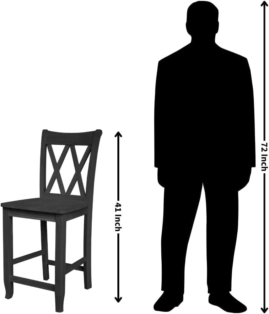 International Concepts 24" Double X Back Counter Height Barstool Unfinished: Solid Wood, Kitchen Island Seating