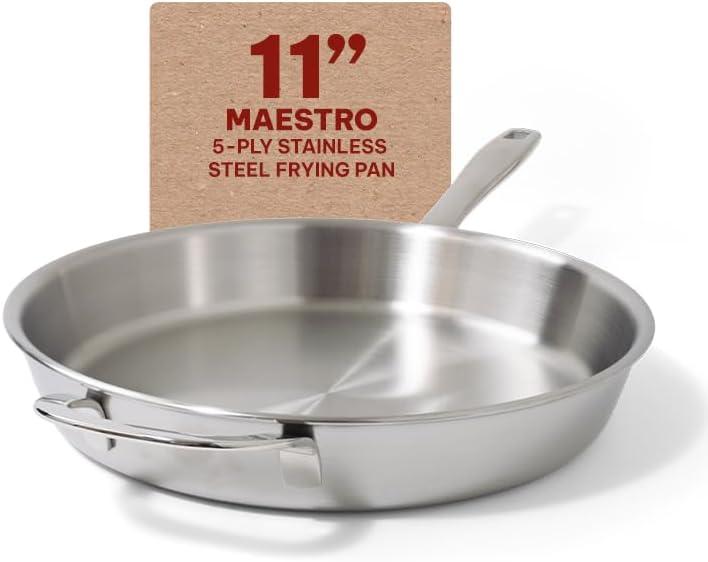 Alva Cookware Maestro 5-Ply Stainless Steel Frying Pan, Durable Induction Pan, Non Toxic Cookware, Stay Cool Handle