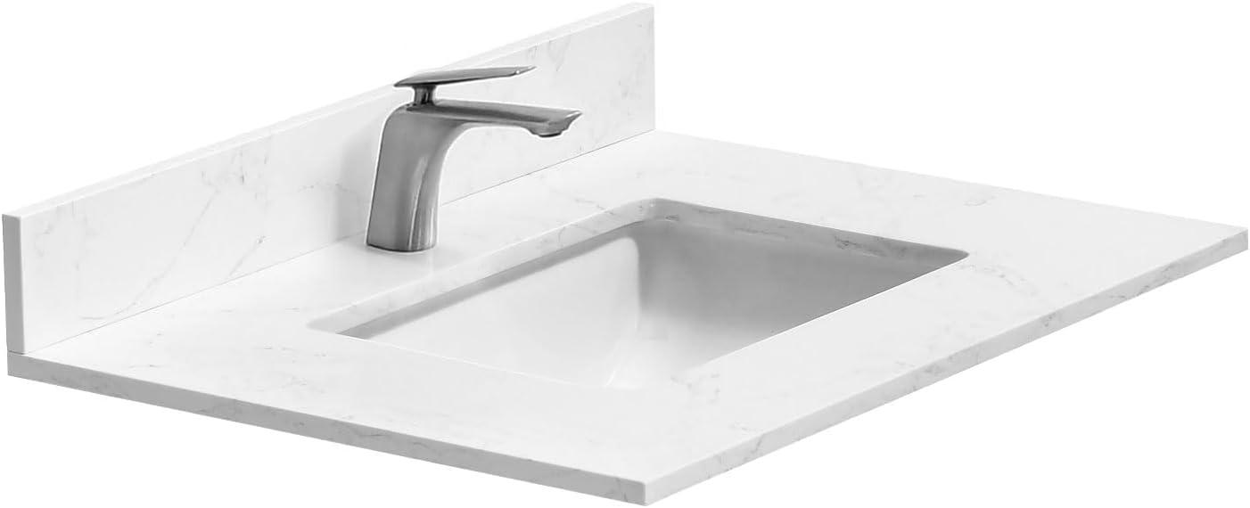 30 in. White Engineered Stone Vanity Top with Rectangular Sink