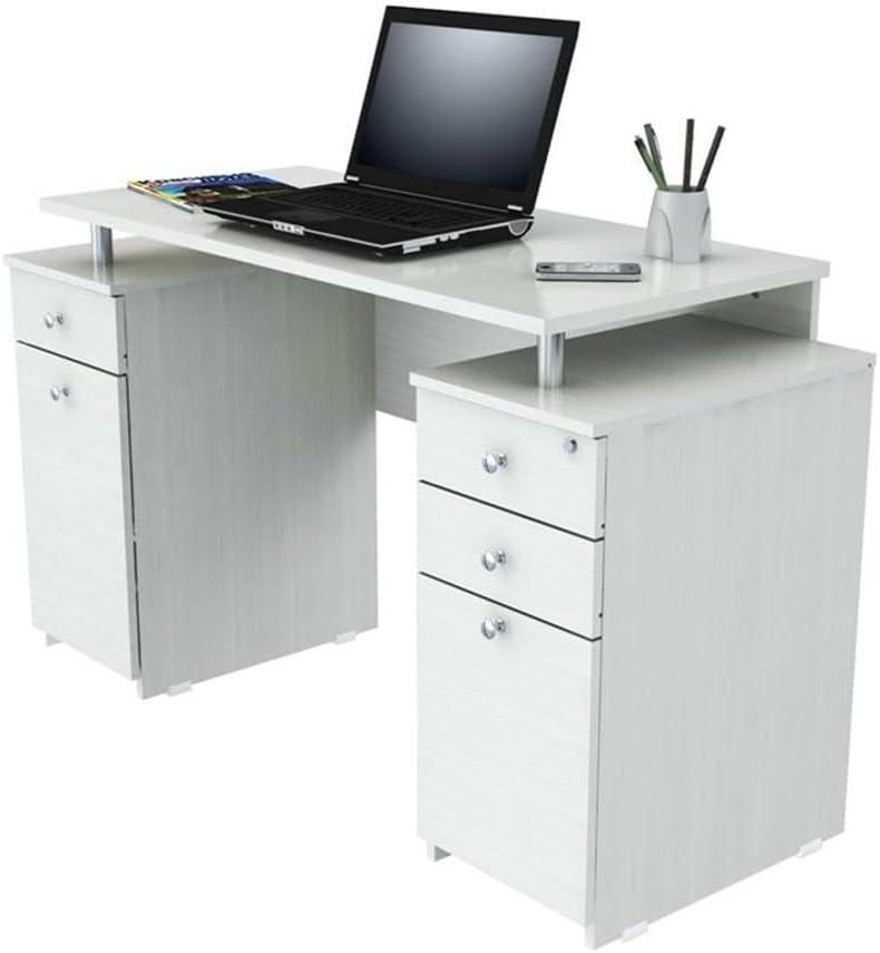 Inval 4-Drawer Computer Desk with Cabinet, Washed Oak