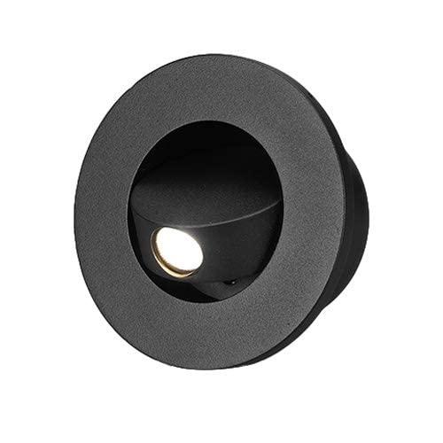 Modern Wall Sconce Light Fixture,Recessed Wall Lamp,Bedside Reading Lamp,Path/Step Light,Gimbal Hidden On/Off Switch,Circle Aluminum,LED 3W Warm White 3000k,Adjustable&Rotatable Black