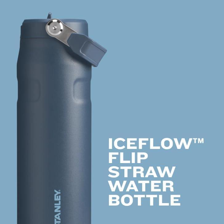 Stanley 24oz IceFlow Aerolight Stainless Steel Water Bottle with Flip Straw 2.0 - Frost: Portable Drinkware, Plastic Lid