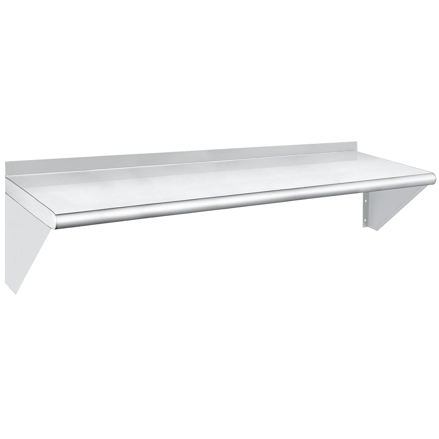 60" Stainless Steel Wall Shelf with Brackets