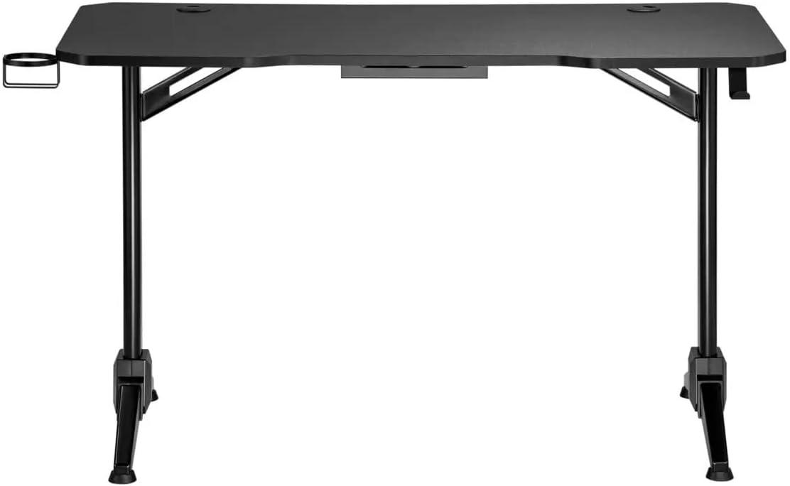 Monoprice Home Office Steel Frame Computer Desk with Solid-Core 4-foot Desktop and Accessory Attachments, Black - Workstream Collection