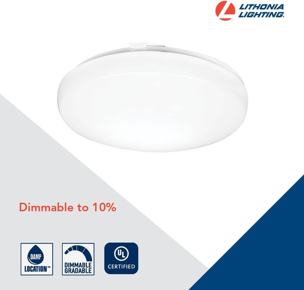 Lithonia Lighting 14 Inch Round LED Flush Mount Ceiling Light, Low Profile Modern Ceiling Light Fixture, 4000K Cool White Color Temperature, Dimmable, White (FMLRL 14 20840 M4)