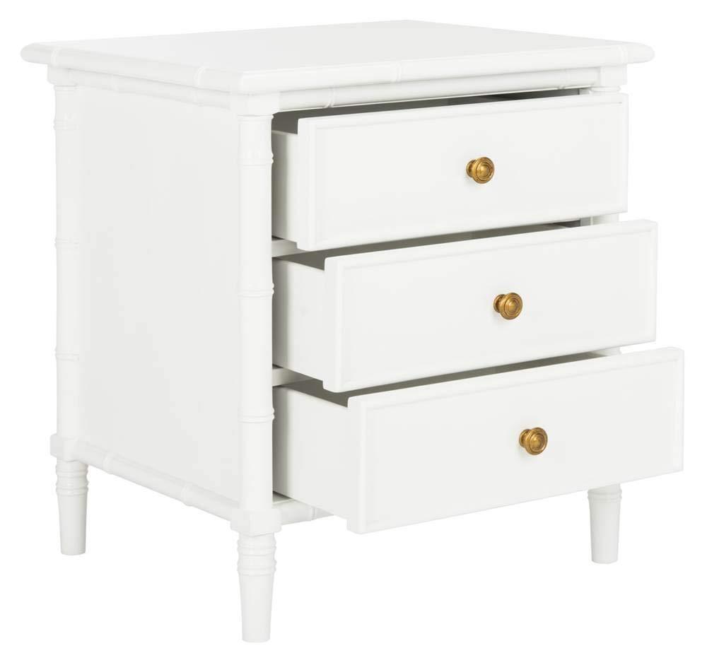 Mina 3 Drawer Nightstand - NST3500 - White/Gold - Safavieh