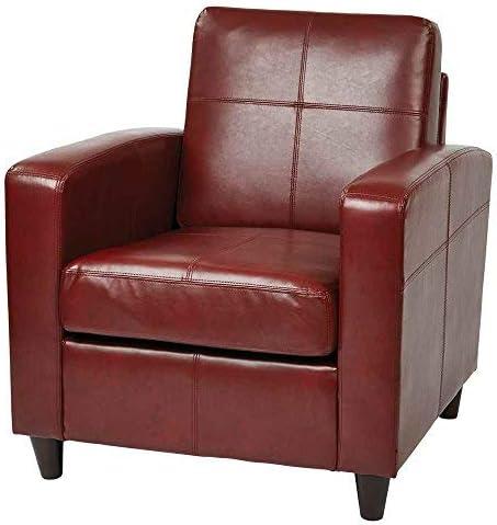 OSP Home Furnishings Venus Club Chair in Crimson Red Bonded Leather and Solid Wood Legs