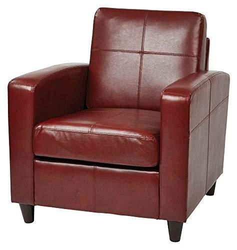 OSP Home Furnishings Venus Club Chair in Crimson Red Bonded Leather and Solid Wood Legs