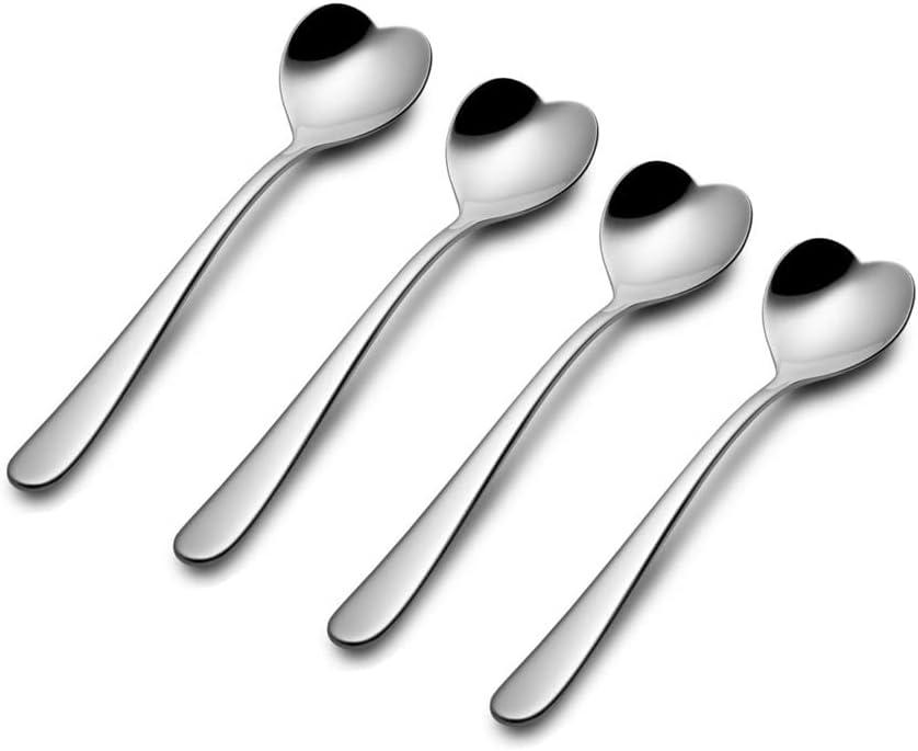 Heart-Shaped Stainless Steel Tea Spoons Set of Four