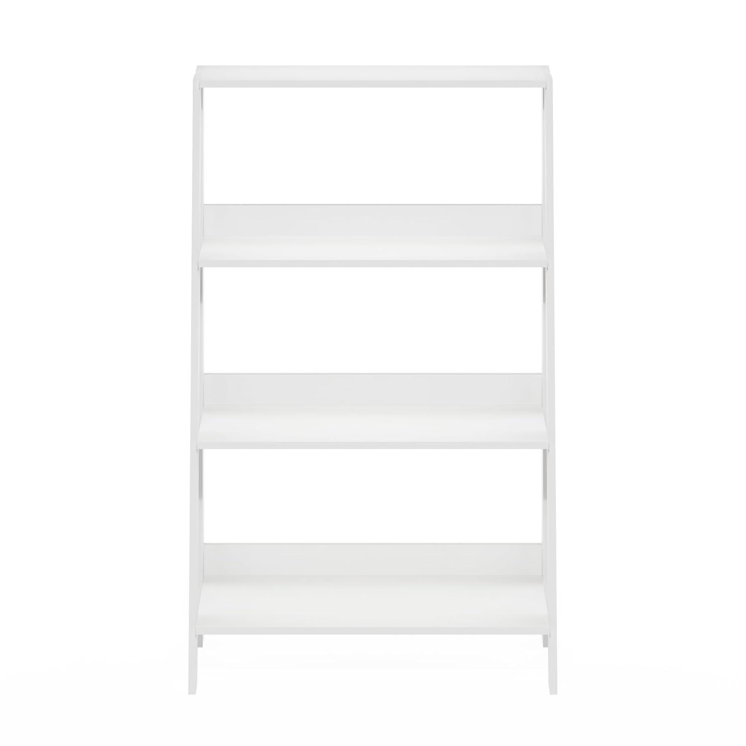 Furinno Ladder Bookcase Display Shelf, 4-Tier, White