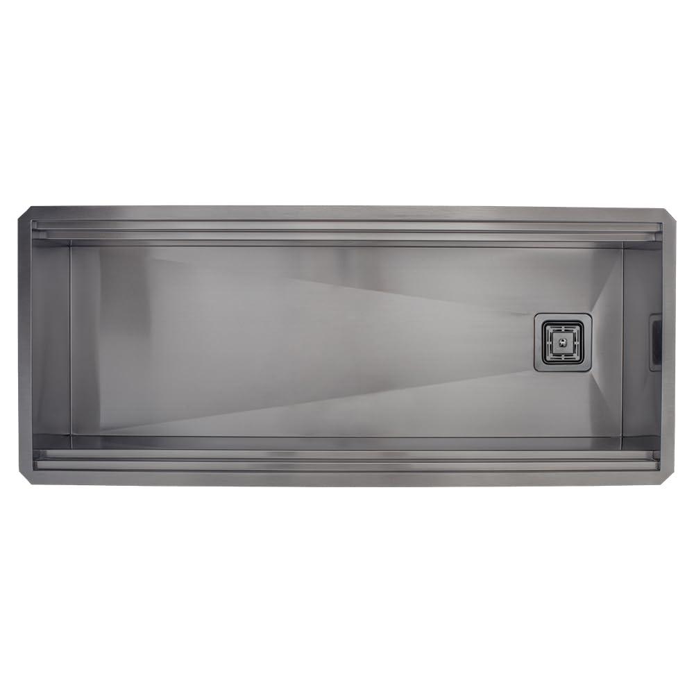 Strictly Sinks 45 Inch Black Workstation Sink - 16 Gauge Stainless Steel Sink, 2-Tier Undermount Kitchen Sink with Accessories