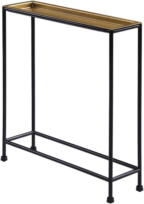 Comfort Pointe Tivoli Side Table Brass/Antique Bronze: Removable Tray, No Assembly, Metal Frame