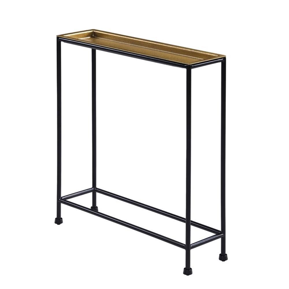 Comfort Pointe Tivoli Side Table Brass/Antique Bronze: Removable Tray, No Assembly, Metal Frame