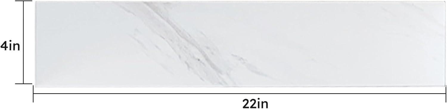 Tech Cube 43 Inch Marble Vanity Top, White Vanity Top With Pre-Drilled Faucet Holes, Bathroom Vanity Top With Undermount Rectangular Middle Sink And 4" Height Backsplash,  Bianco Carrara Venato TCYX14547A