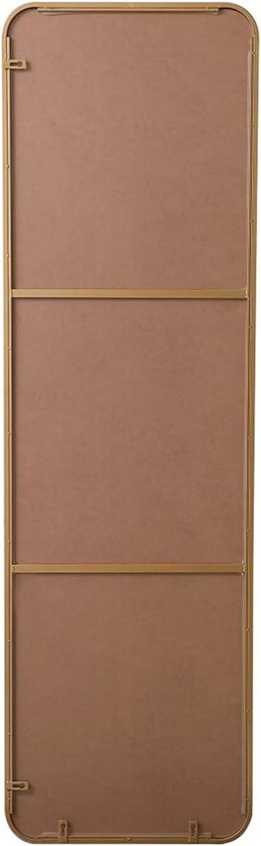 Soft corner metal rectangular mirror 18x60 inch in Brass