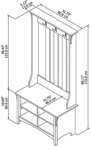 Bush Furniture Salinas Hall Tree with Storage Bench, Cape Cod Gray