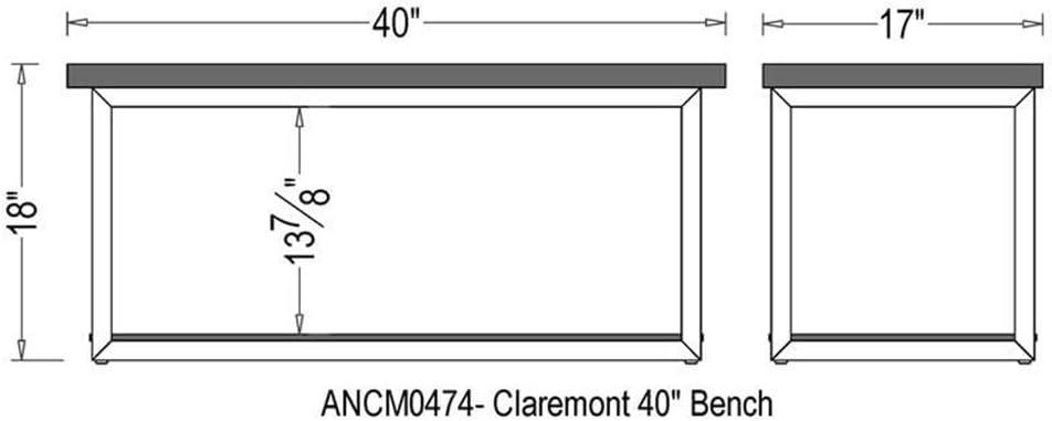 Alaterre Furniture Claremont Rustic Wood Bench with Low Shelf Dark Brown: Steel Frame, Non-Upholstered, 400lb Capacity