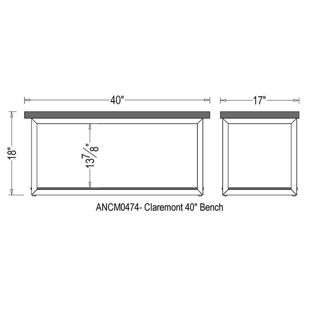 Alaterre Furniture Claremont Rustic Wood Bench with Low Shelf Dark Brown: Steel Frame, Non-Upholstered, 400lb Capacity