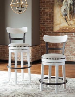Gracie Oaks Design by Ashley Valebeck Modern Swivel Counter Height Barstool, Whitewash