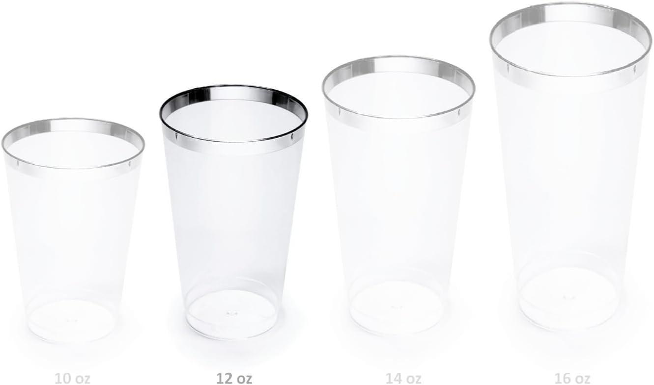 " OCCASIONS " 320 Piece set (40 Guests)-Vintage Wedding Party Disposable Plastic Plates & cutlery -40 x 10'' + 40 x 7.5'' + Silverware + 12oz Cups + Napkins (Verona White)